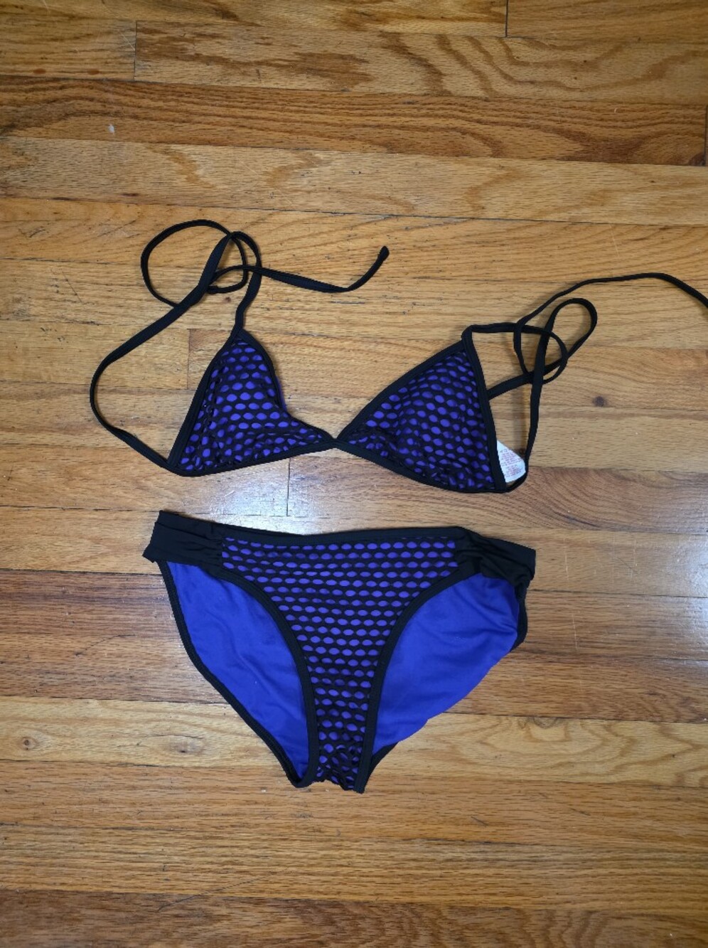 OP Purple Bikini Set with Black Mesh Trim